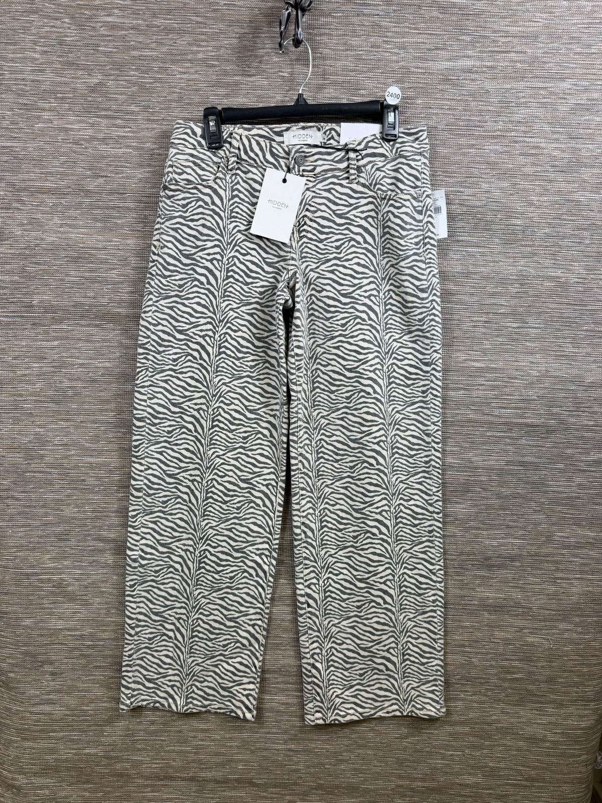 Hidden Jeans Womens 28 Gray Zebra Low Rise Relaxed Straight Stretch Denim Pants